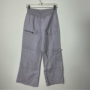 Soft Surroundings Linen Feel Wide Leg Cargo Pants Pull On Loose Fit 172